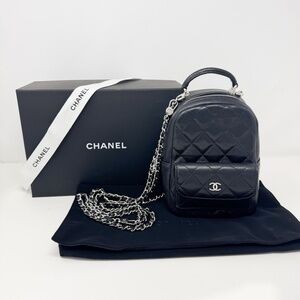 Chanel 24C Caviar Quilted CC Classic Mini Backpack Black